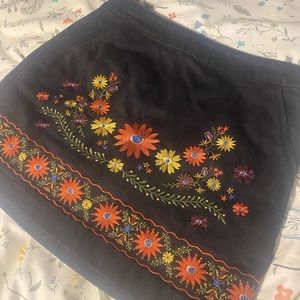New Forever 21 Black Jean Embroidered Skirt-small
